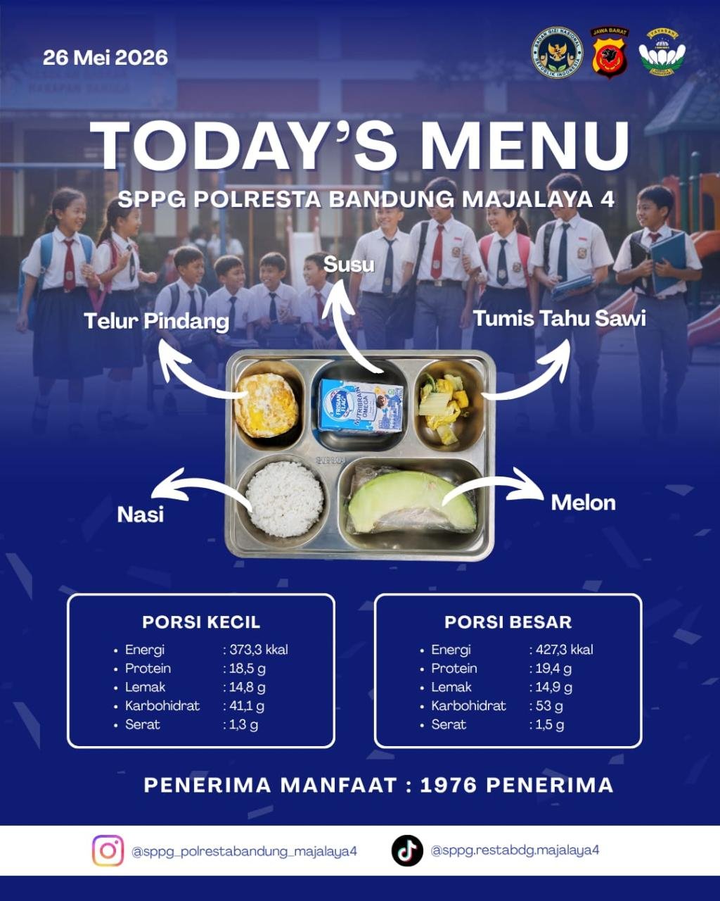 Nasi + Telur Pindang + Susu + Tumis Sawi Tahu + Melon
