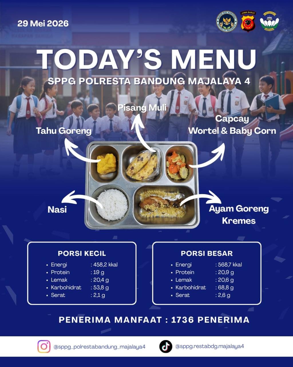 Nasi + Ayam Goreng Kremes + Tahu Goreng + Capcay + Pisang Muli